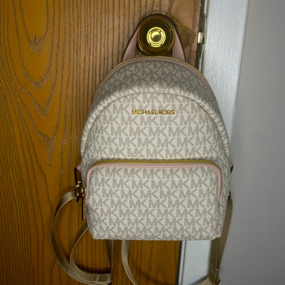 Michael Kors Rhea Small Logo Backpack White & Pink